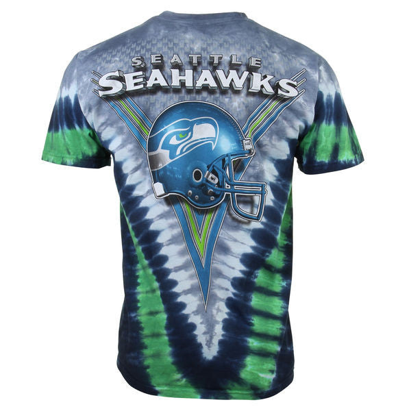 90s Seattle Seahawks Tie Dye Liquid Blue Shirt